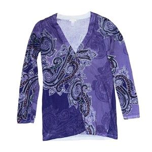 Size 1 Chicos Single Button Rhinestone Accent Blouse